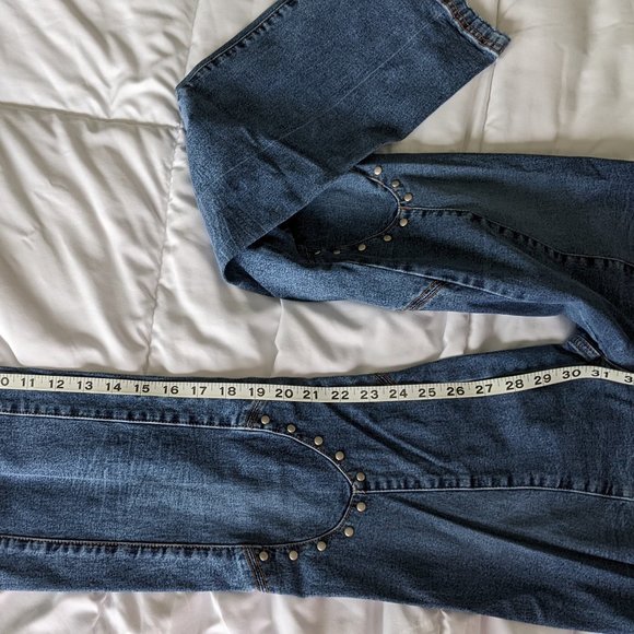 Vtg REVOLT USA Jeans Decorated w/Metal Studs & Faux Gems -Flared Bottom Boot Cut - Picture 13 of 14